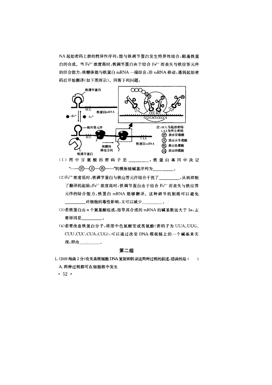 2011高考生物专项练习（21）遗传信息的转录和翻译（扫描版）.doc_第2页