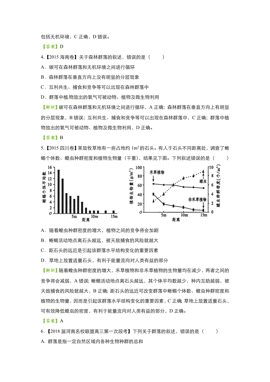 2018届高考生物二轮复习系列之疯狂专练二十八 群落的结构和演替 WORD版含解析.doc_第2页