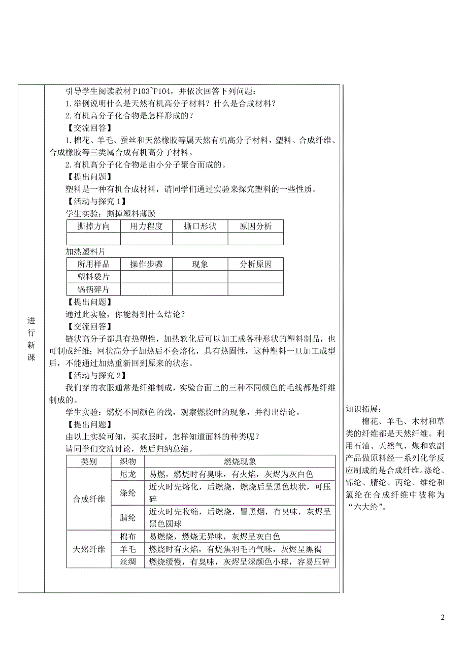 2022九年级化学下册 第十二单元 化学与生活 课题3 有机合成材料导学案（新版）新人教版.doc_第2页