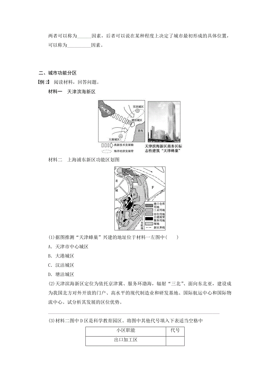 2013届高考地理（鲁教版）精品复习学案：28城市区位因素分析.doc_第2页