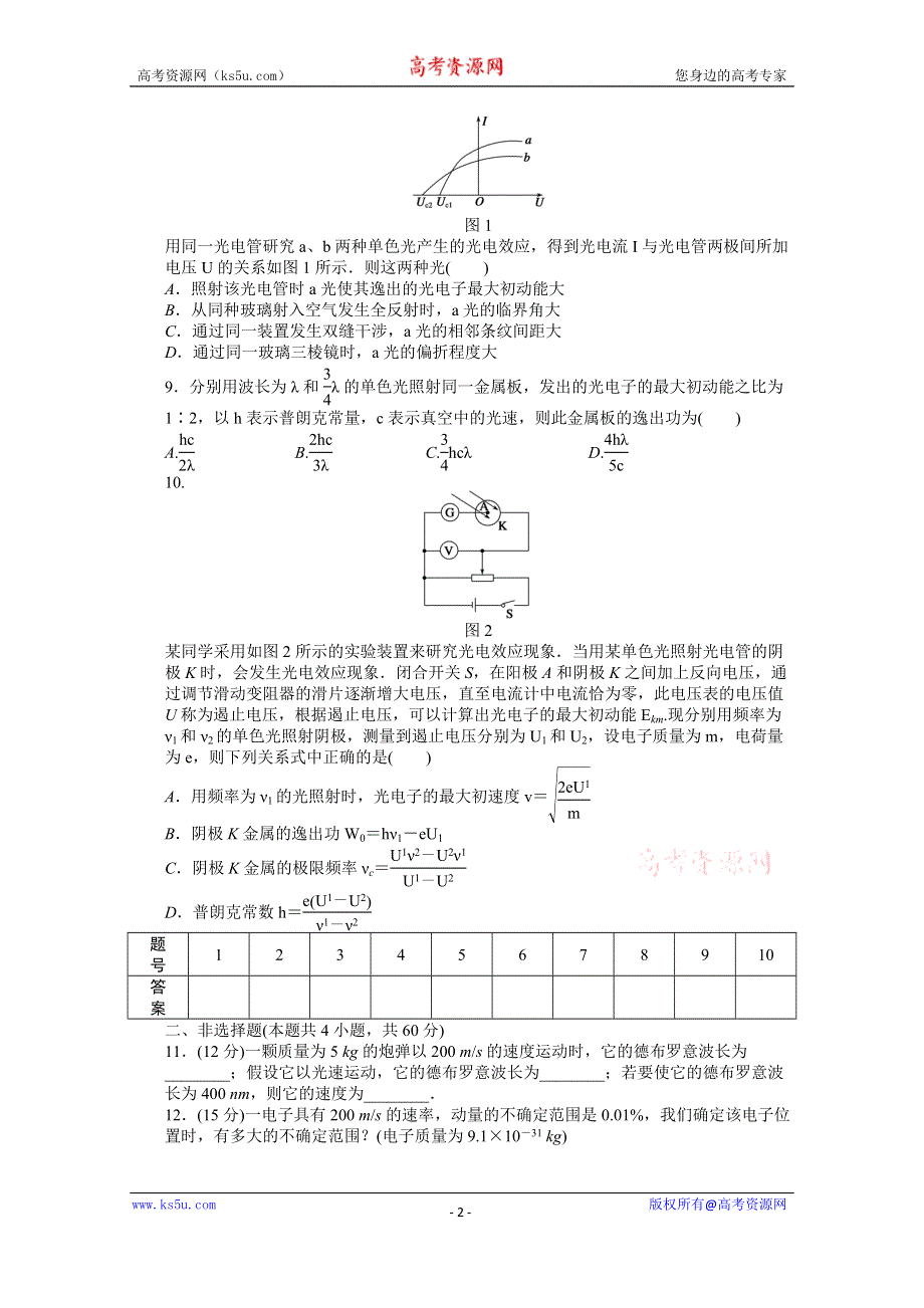 《学案导学设计》2014-2015学年人教版物理选修3-5作业：第17章 单元检测.docx_第2页