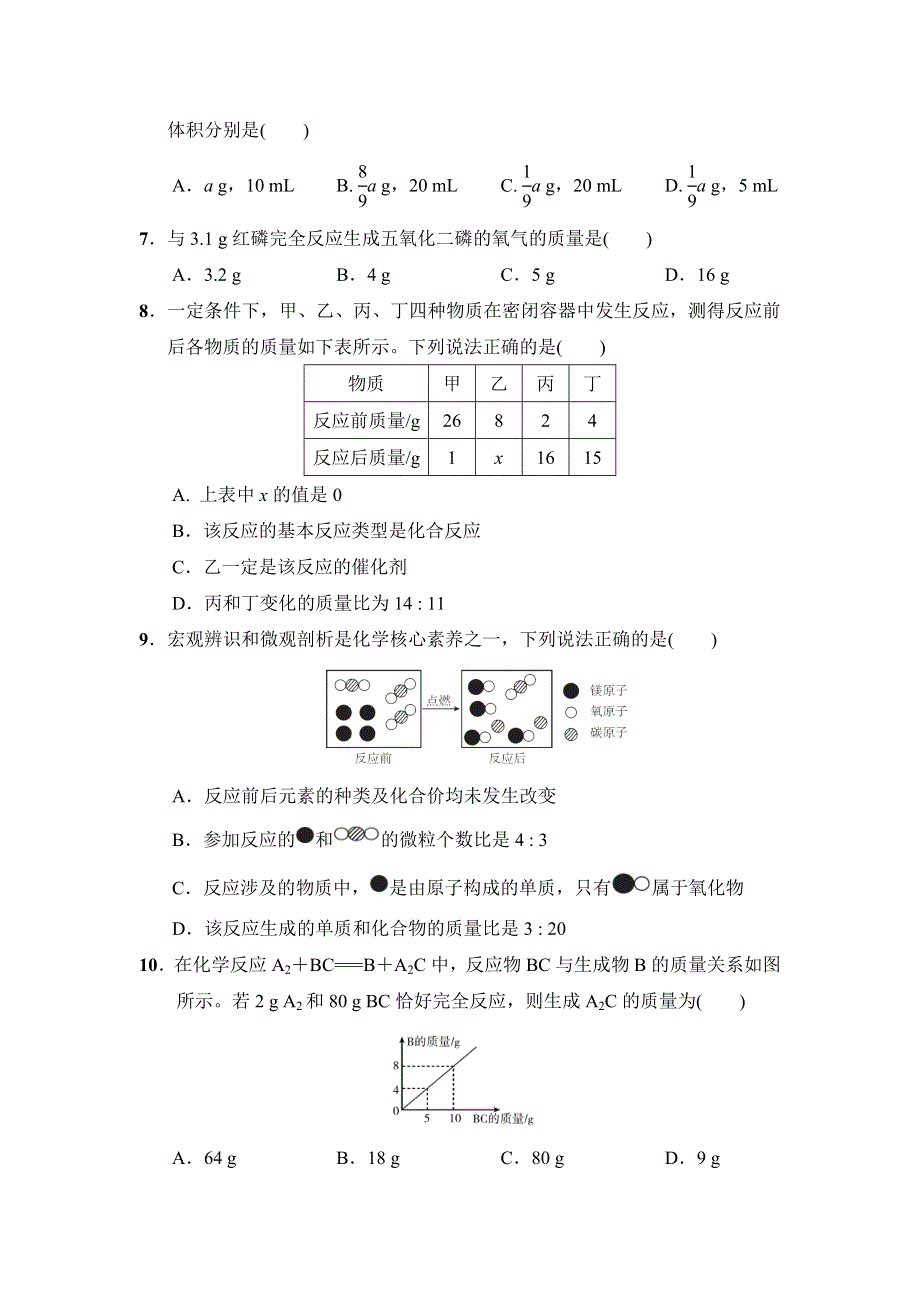 2021人教版九上化学第五单元化学方程式达标检测卷二.doc_第2页