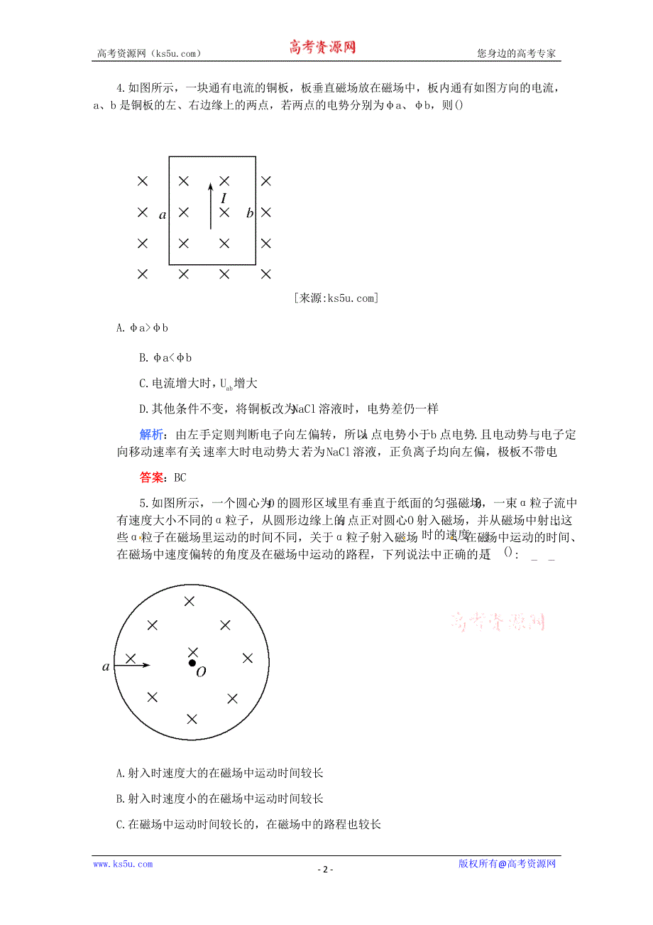 2011高考物理一轮突破训练 第十一章 磁场（含详细解析）.doc_第2页