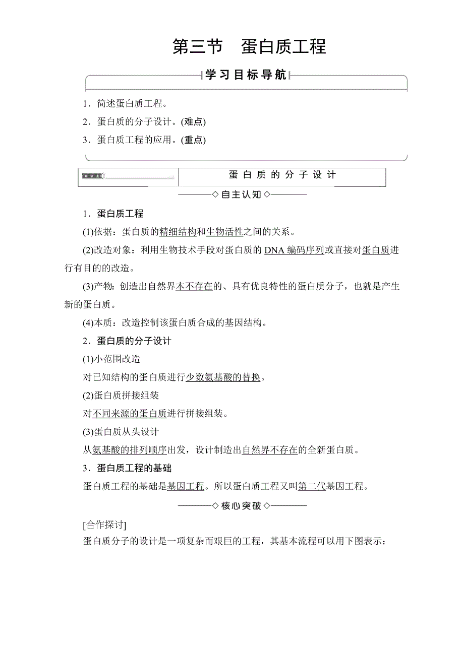 2016-2017学年中图版高中生物选修三 教师用书-第一单元 生物技术与生物工程 第1章-第3节蛋白质工程 WORD版含解析.doc_第1页