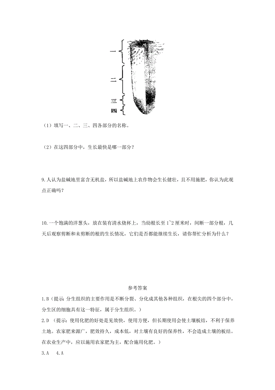 七年级生物上册 第三单元 生物圈中的绿色植物 第二章 被子植物的一生 第二节植株的生长习题1（新版）新人教版.doc_第2页