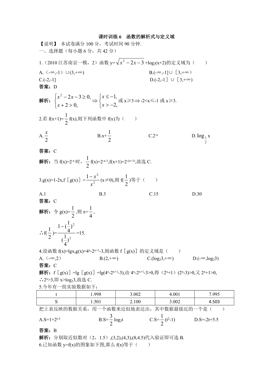 2011届高考数学专题复习测试题6.doc_第1页