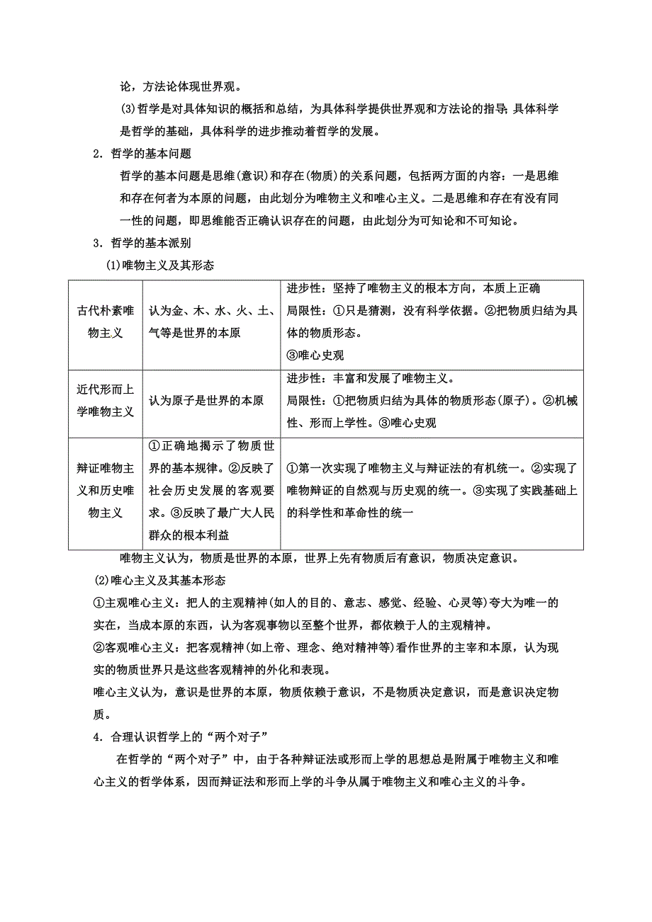 2013学年高二生活与哲学复习讲义：专题一 哲学概论.doc_第2页