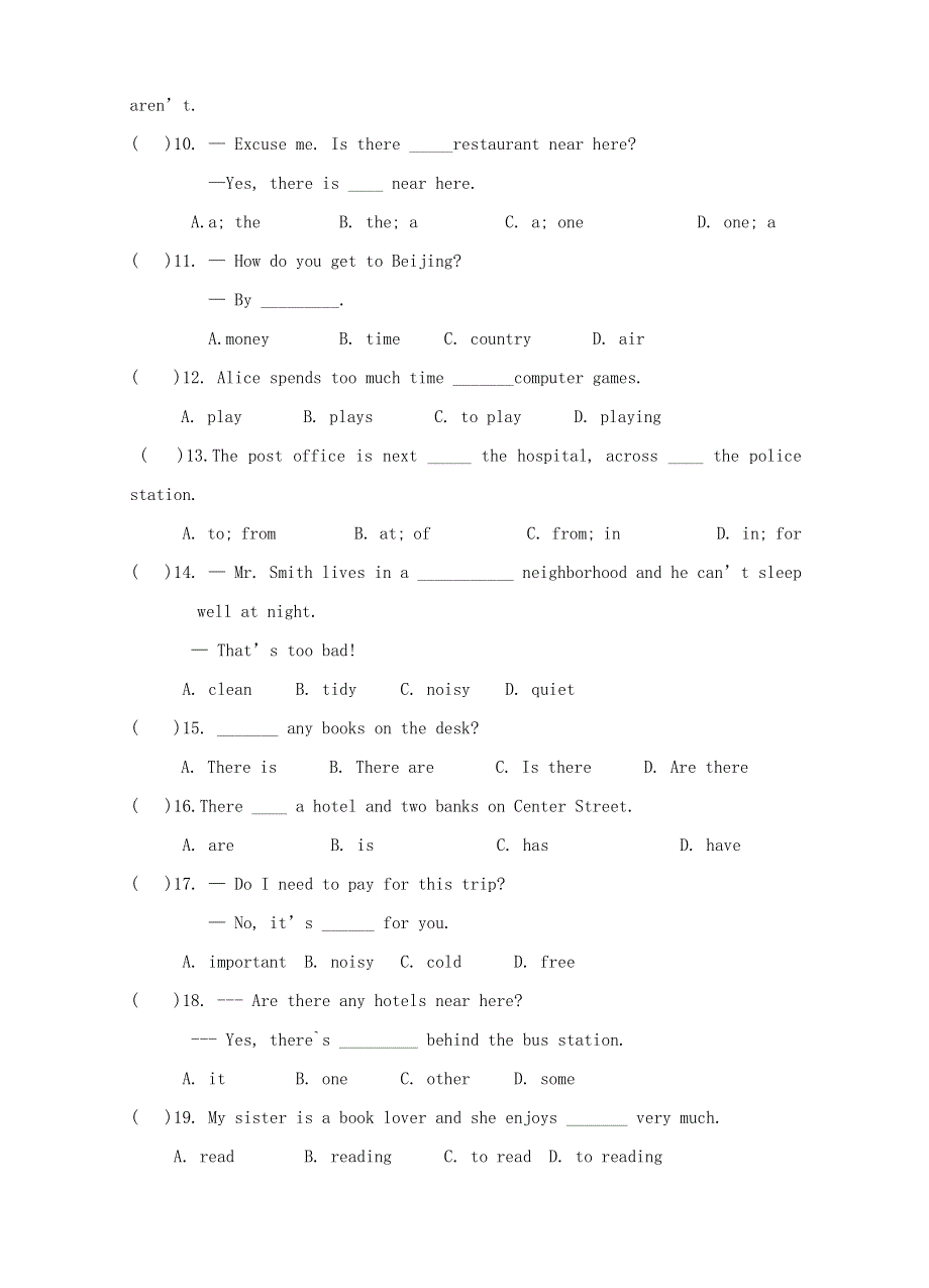 七年级英语下册 Unit 8 Is there a post office near here检测题 （新版）人教新目标版.doc_第2页