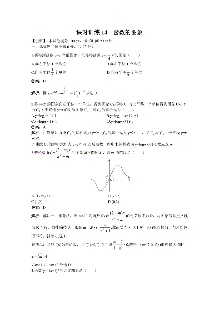 2011届高考数学章节复习测试题14：函数的图像.doc_第1页