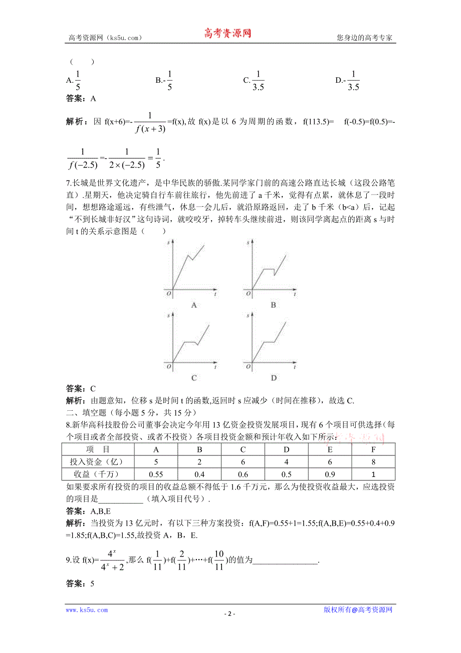 2011届高考数学章节复习测试题15：函数的综合应用.doc_第2页