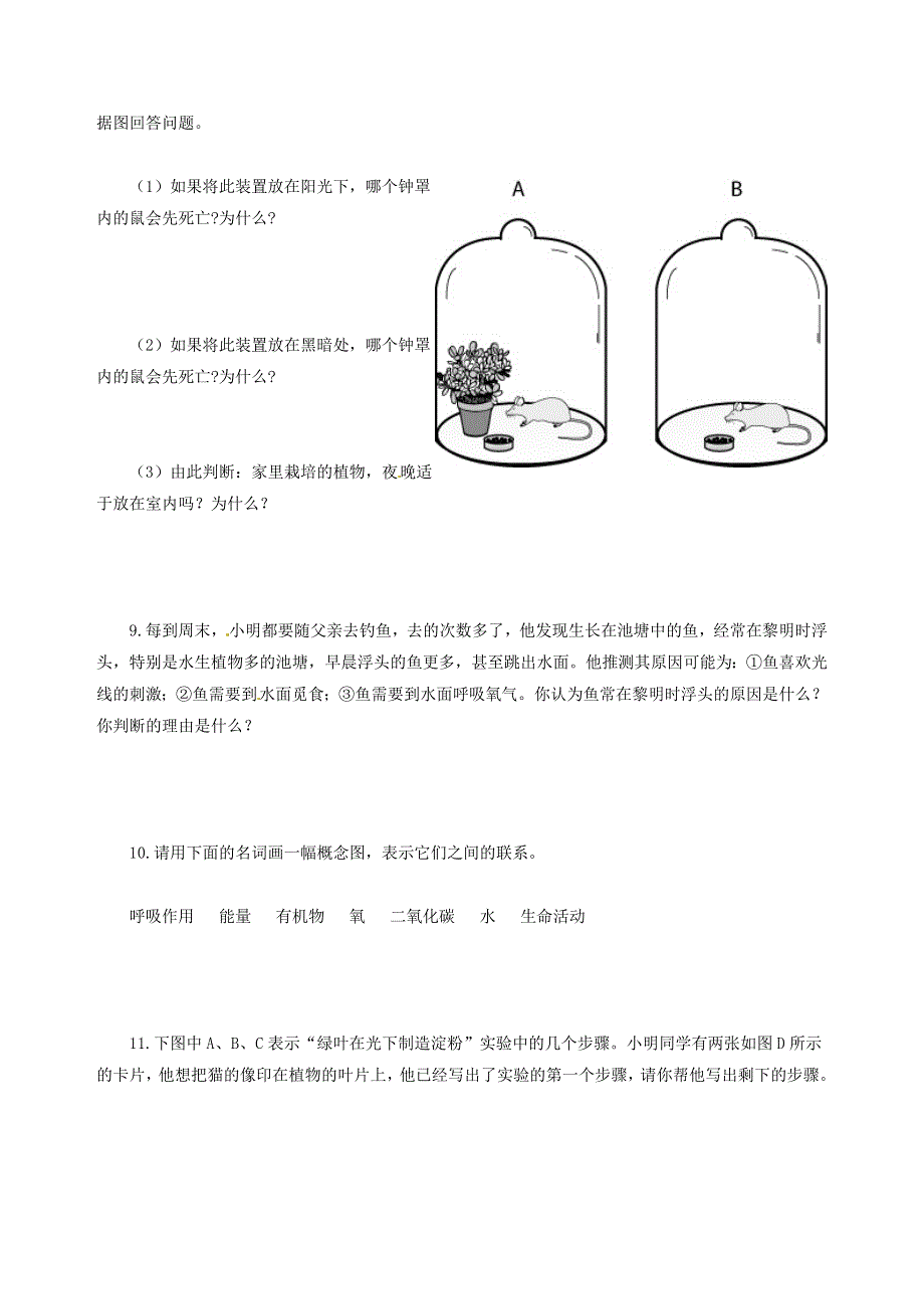 七年级生物上册 第三单元 生物圈中的绿色植物 第四章 绿色植物是生物圈中有机物的制造者习题1（新版）新人教版.doc_第3页