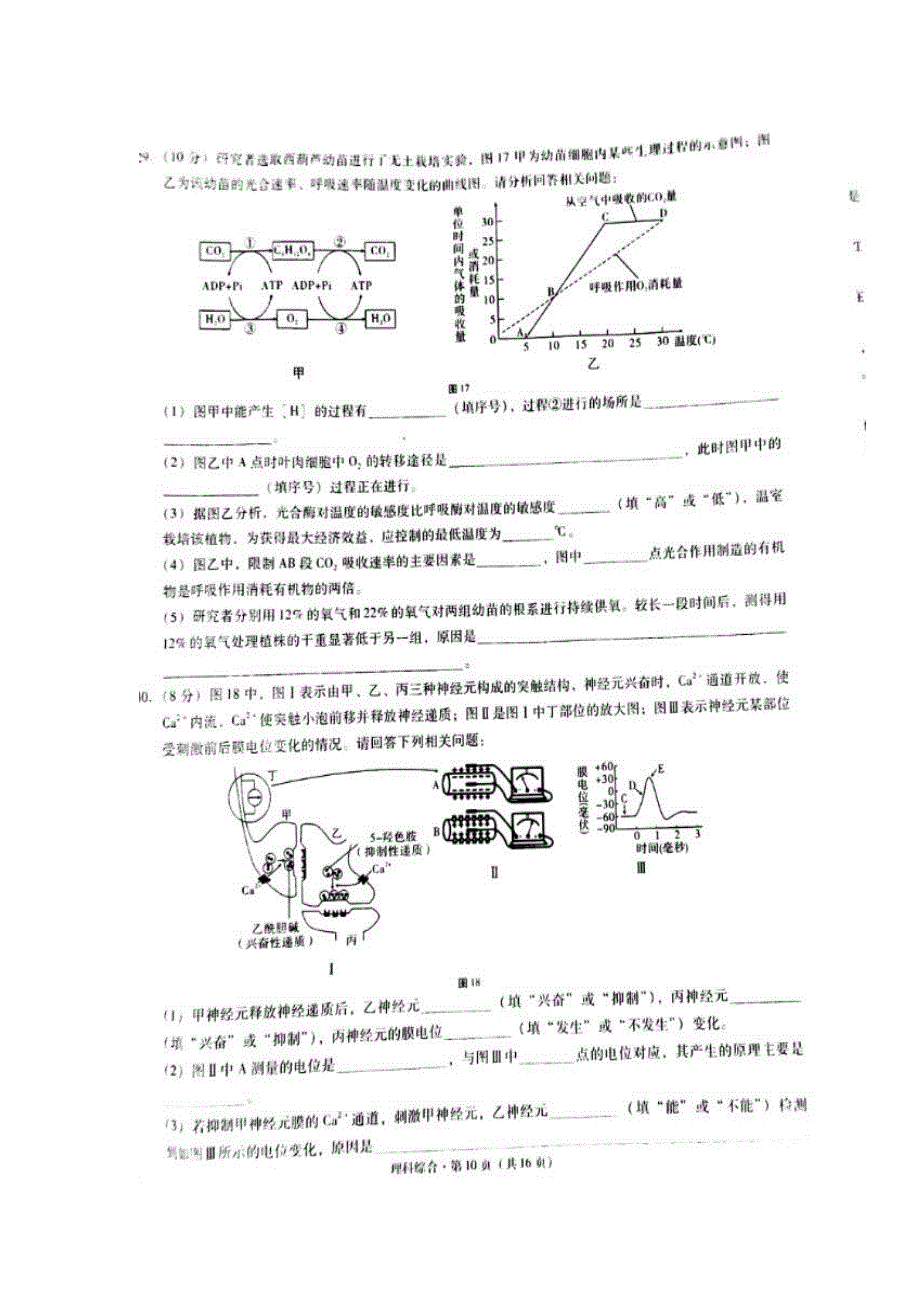 云南省曲靖市第一中学2017届高三上学期第一次月考（即开学考试）理综-生物试题 扫描版含答案.doc_第2页