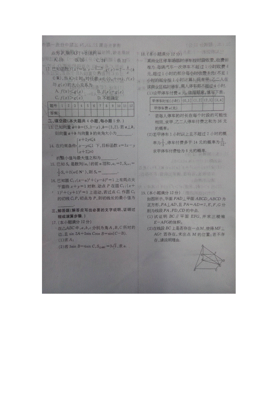 河南省息县第一高级中学2016届高三下学期模拟考试数学（文）试题 扫描版含答案.doc_第2页