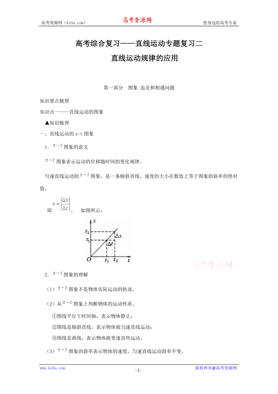 2011届高考物理二轮综合专题复习：直线运动应用的规律1.doc_第1页