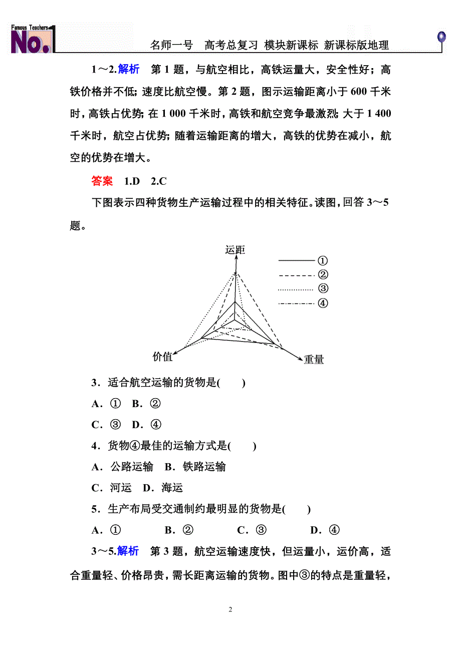 《名师一号》2016届高三地理一轮复习演练：第十章 交通运输布局及其影响2-5-1 .doc_第2页