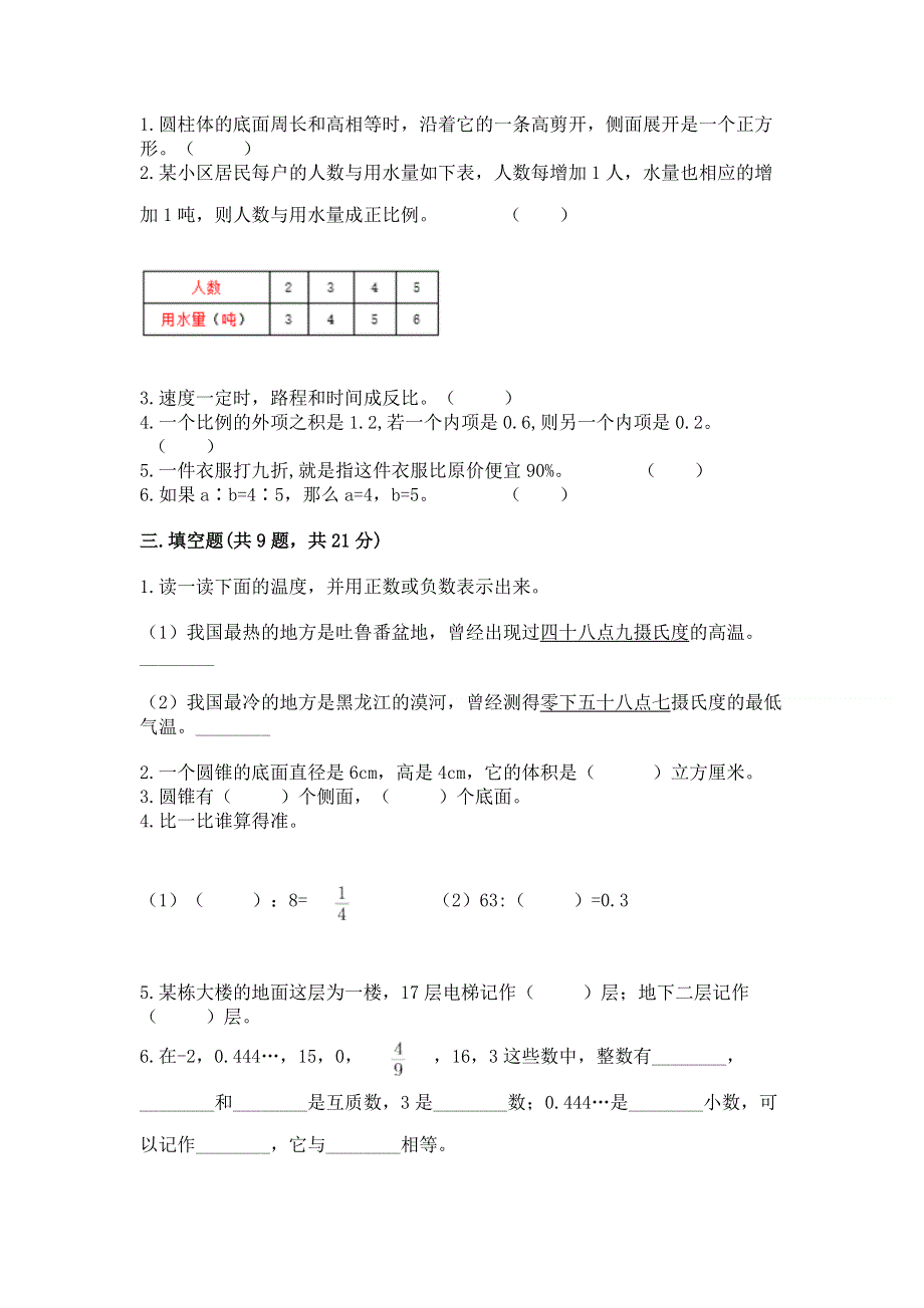 小学六年级下册数学 期末测试卷下载.docx_第2页