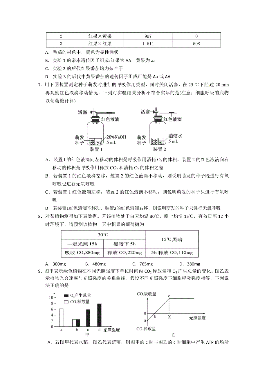 四川省南充高中2011-2012学年高一下学期第一次月考（理综）无答案.doc_第2页