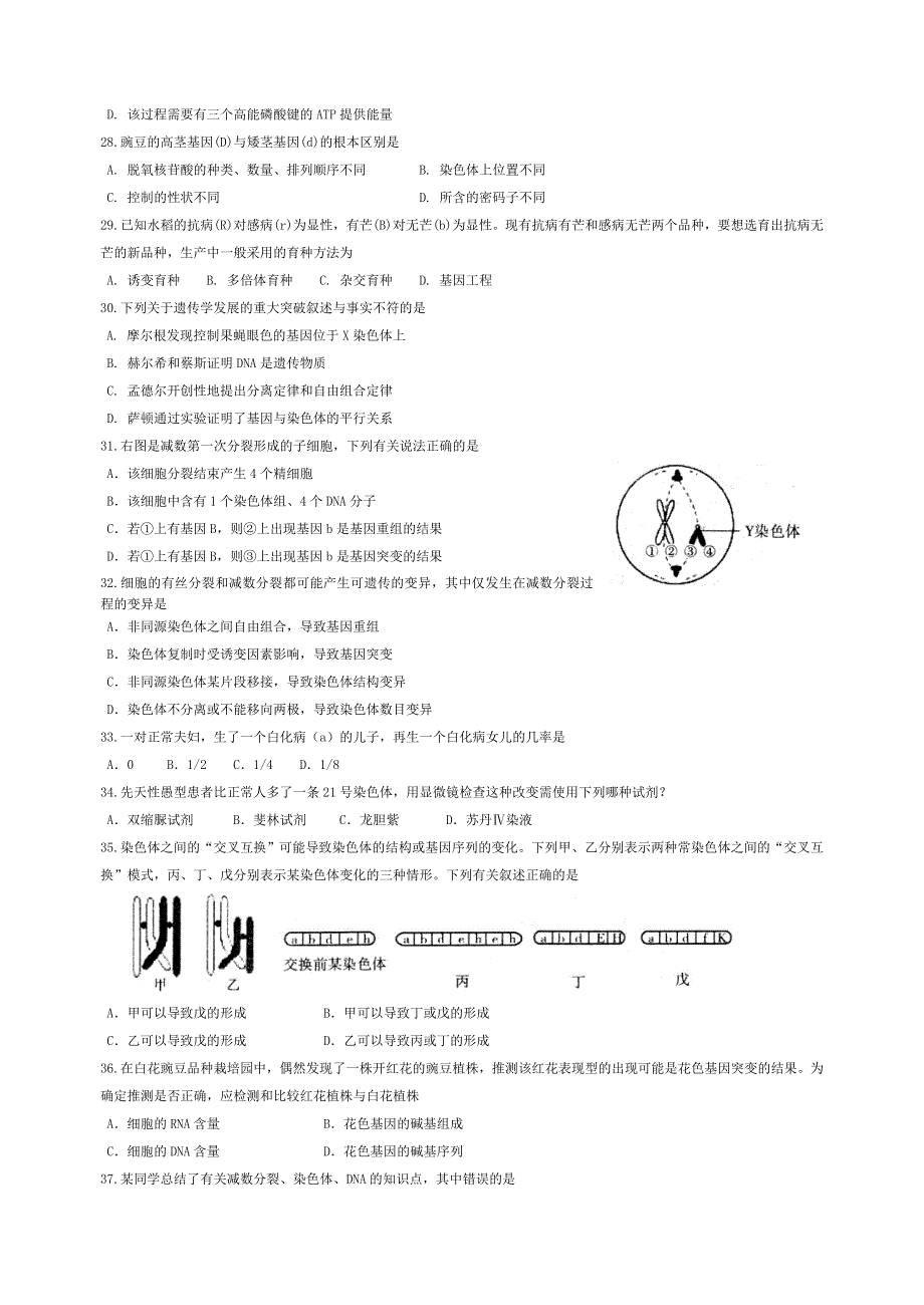 四川省南充高中2012-2013学年高一下期期末生物测试题 WORD版含答案.doc_第3页