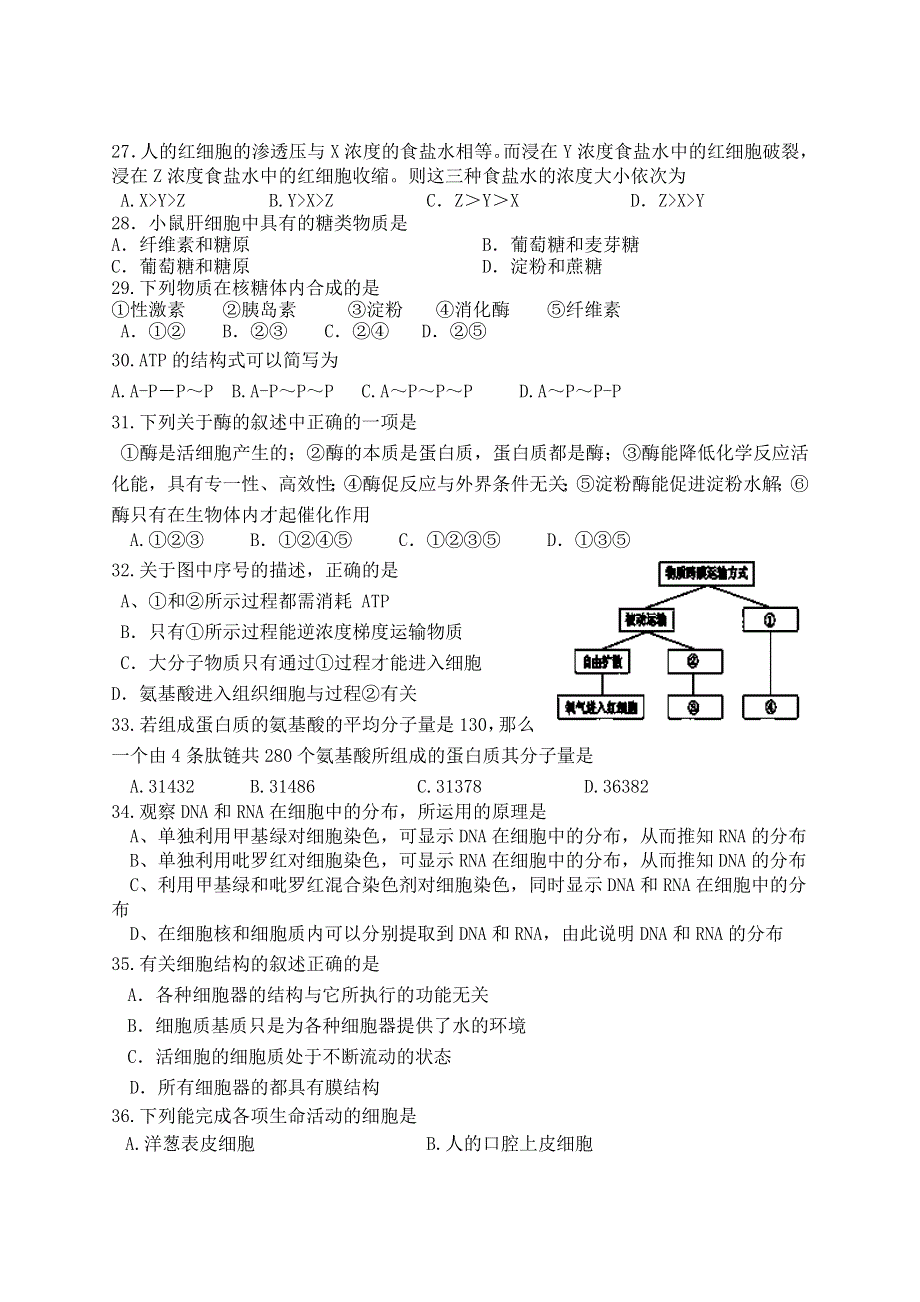 云南省景洪市第三中学2013-2014学年高一上学期期末考试生物试题 WORD版含答案.doc_第3页