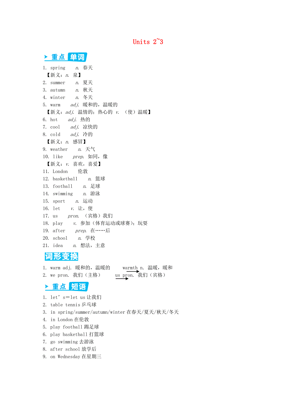 七年级英语上册 Starter Module 4 Units 2-3辅教资料 （新版）外研版.doc_第1页