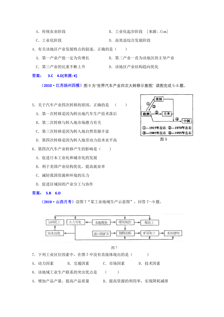 2011届高考地理复习专题演练：人类的生产活动与地域联系（2010届模拟题）.doc_第2页