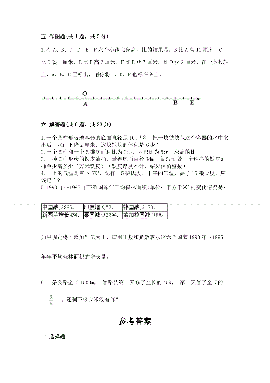 小学六年级下册数学 期末测试卷及完整答案【考点梳理】.docx_第3页