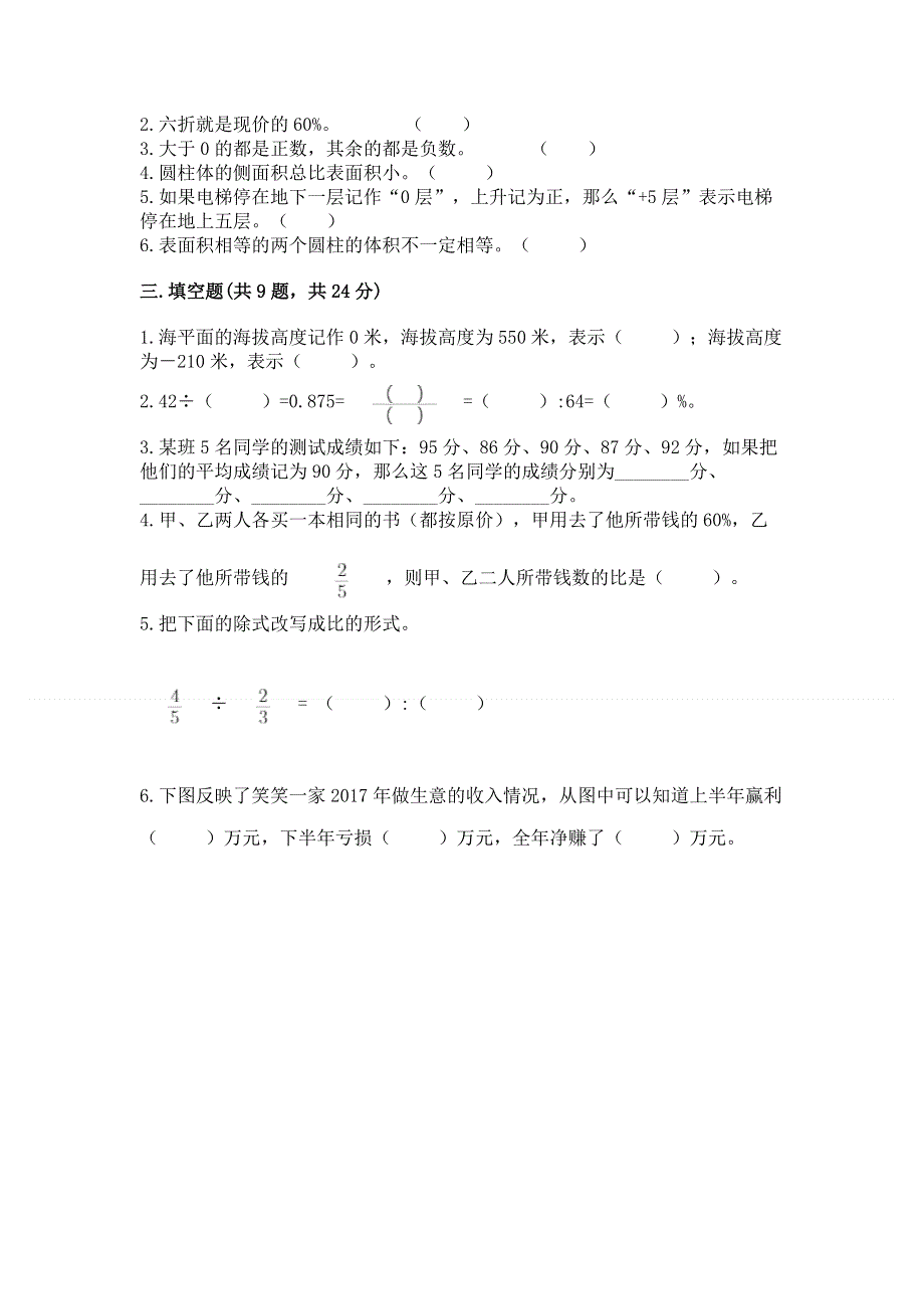 小学六年级下册数学 期末测试卷（全国通用）word版.docx_第2页