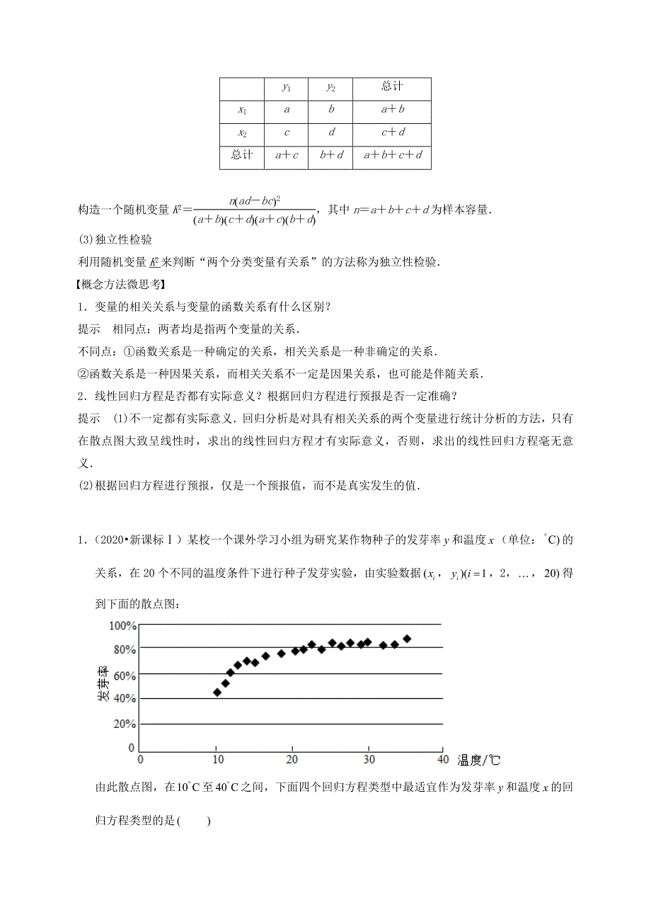 2020-2021学年高考数学 考点 第十章 统计与概率 变量间的相关关系、统计案例（理）.docx_第2页