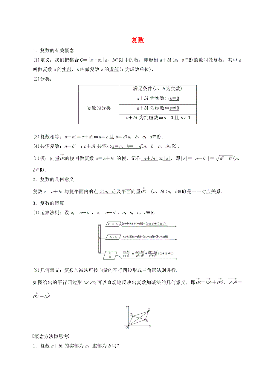 2020-2021学年高考数学 考点 第六章 平面向量与复数 复数（理）.docx_第1页