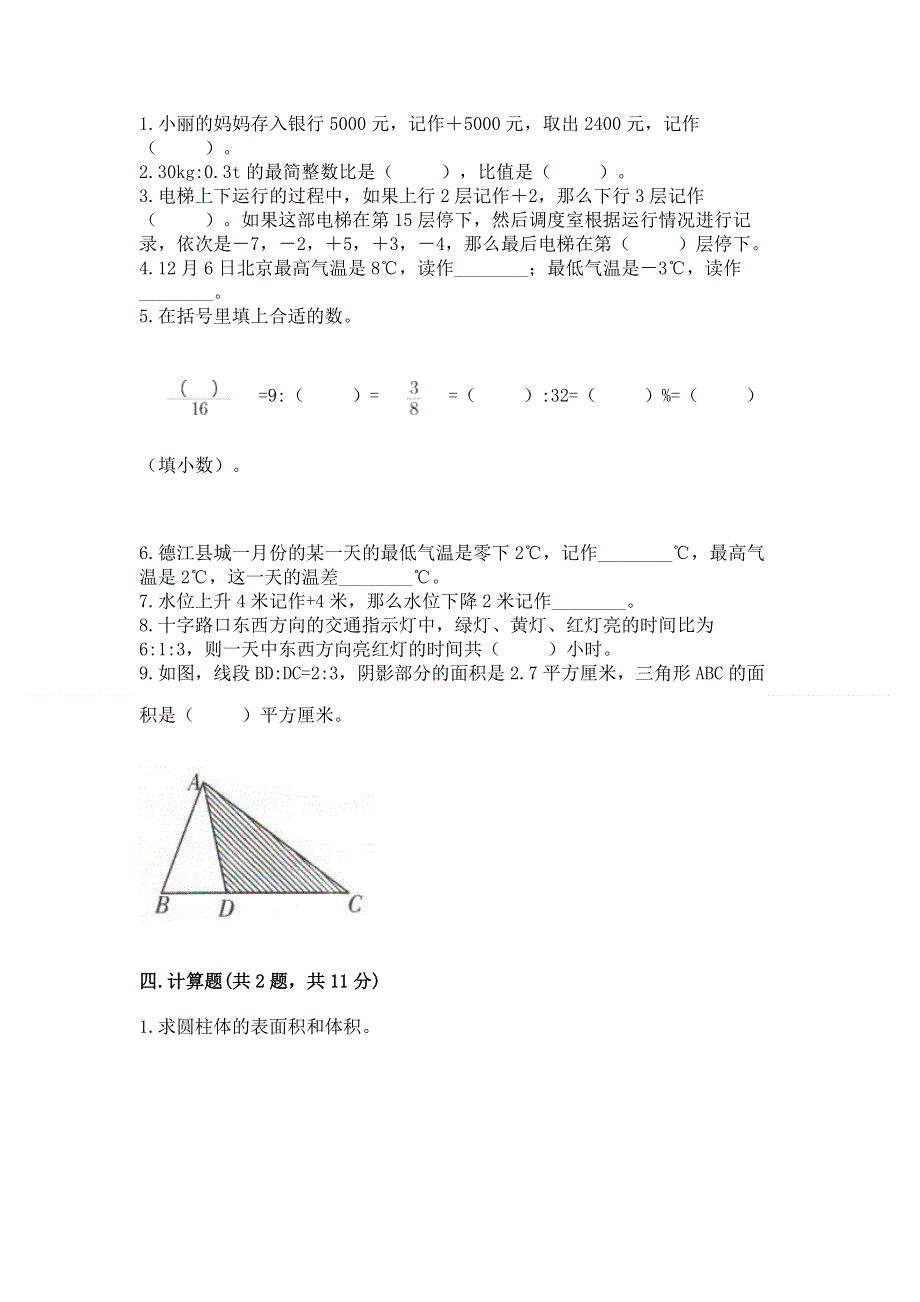 小学六年级下册数学 期末测试卷（夺冠系列）word版.docx_第2页