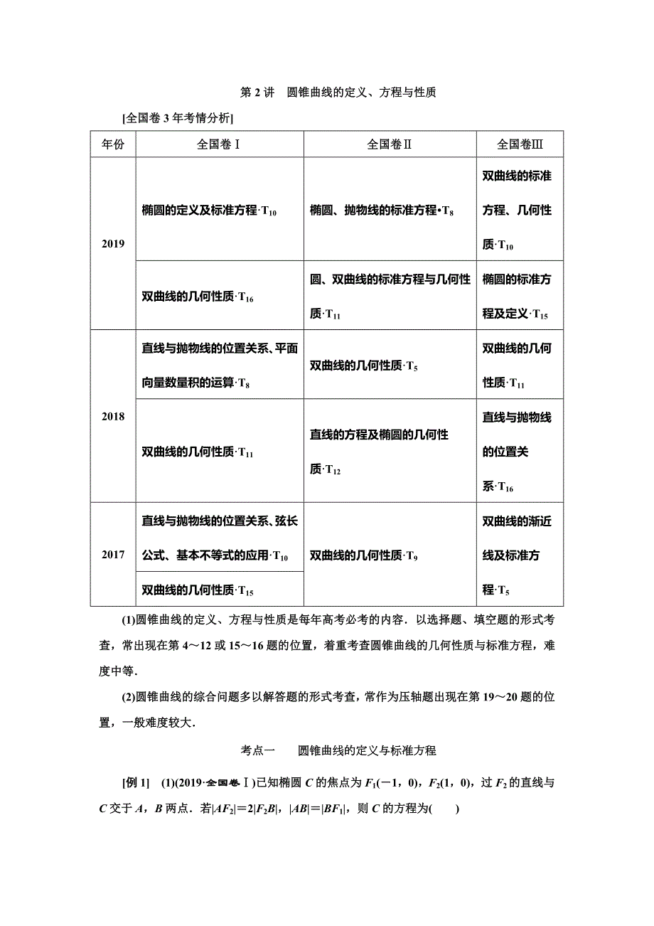 2020版高考数学二轮复习分层设计（全国I卷）学案：第二层提升篇专题五　解析几何第2讲　圆锥曲线的定义、方程与性质 WORD版含解析.doc_第1页