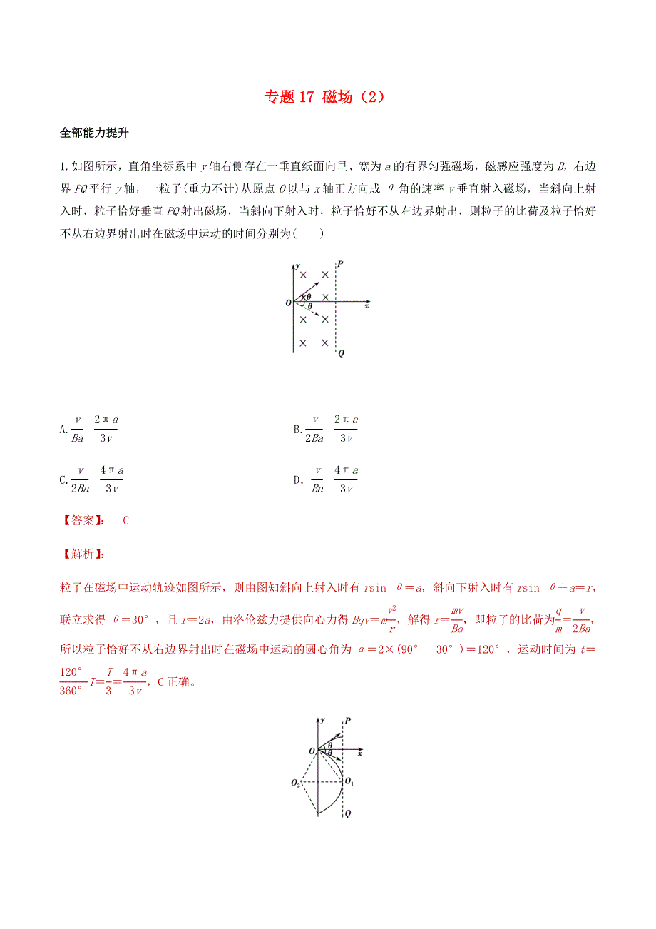 2020-2021学年高考物理一轮复习 专题17 磁场（2）知识点练习（含解析）.docx_第1页