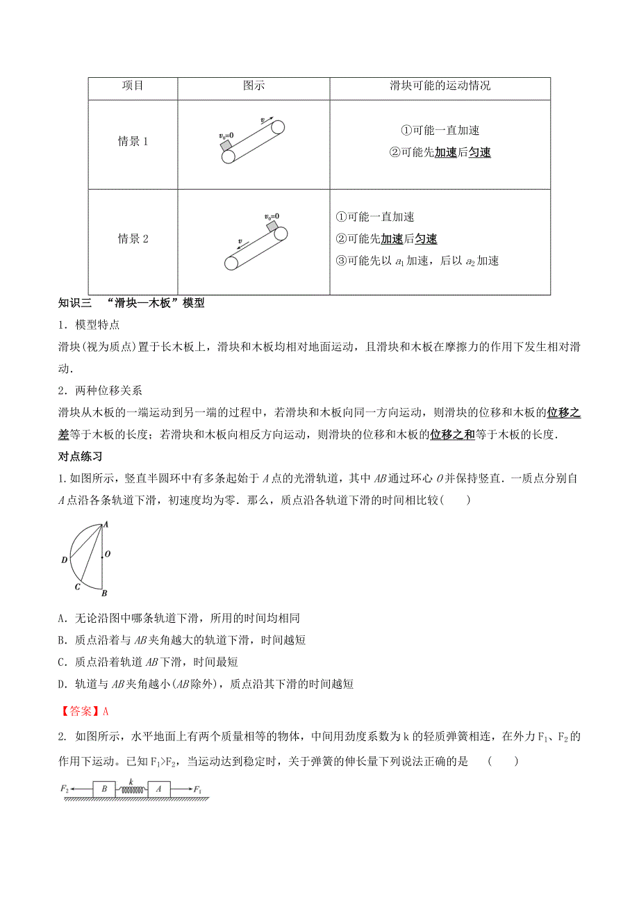 2020-2021学年高考物理一轮复习 核心考点专题10 牛顿运动定律的三种典型模型（含解析）.docx_第2页