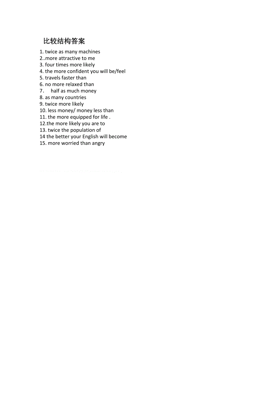 2013届湖北省联考试题完成句子专项六：比较结构 WORD版含答案.doc_第2页