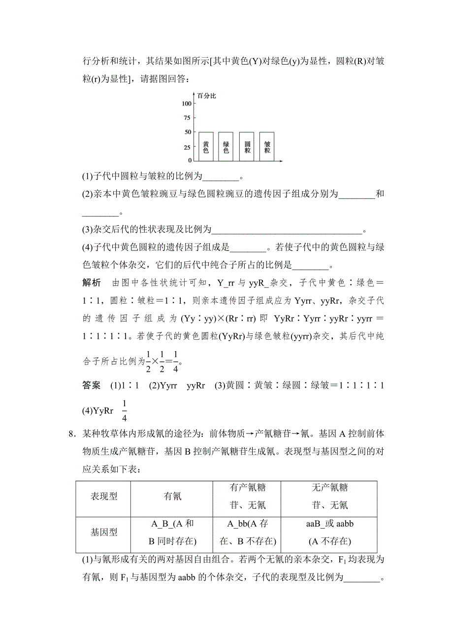 《创新设计》2014-2015学年高一生物人教版必修2课时规范训练：1-2 孟德尔的豌豆杂交实验（二） 第1课时 WORD版含解析.doc_第3页