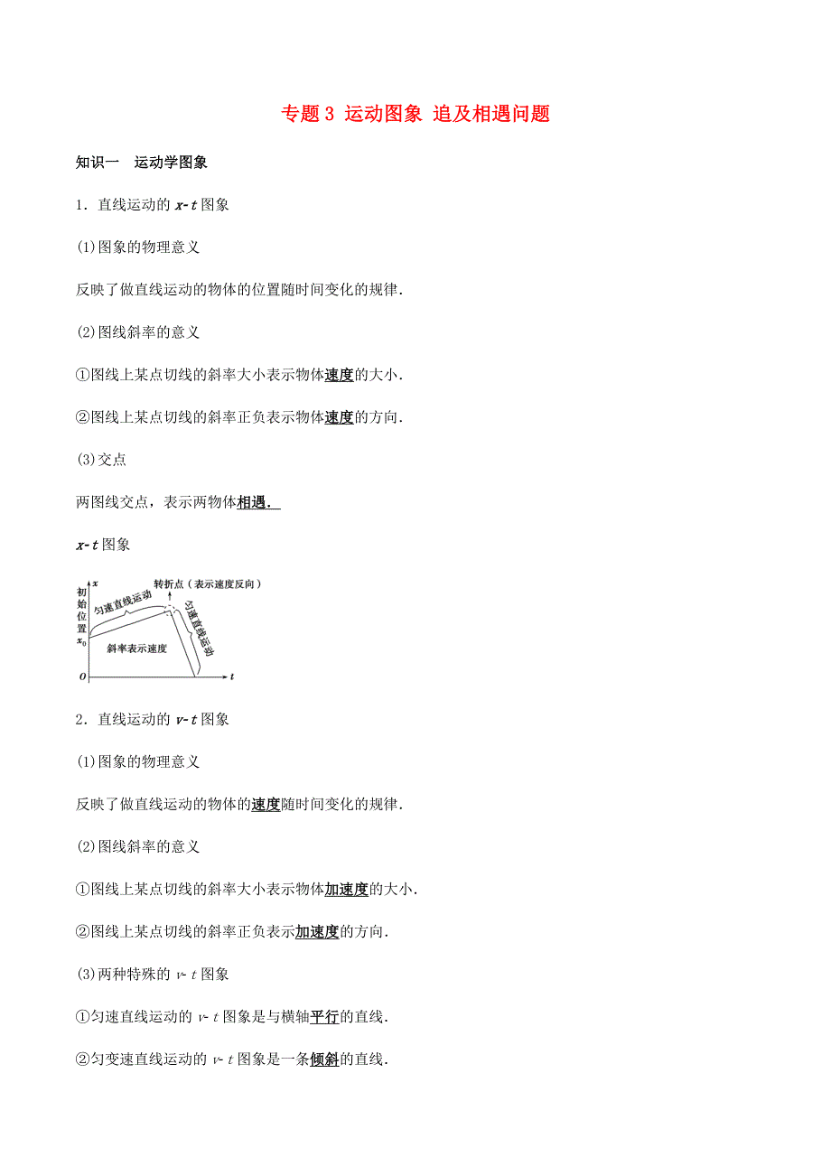 2020-2021学年高考物理一轮复习 核心考点专题3 运动图象 追及相遇问题（含解析）.docx_第1页