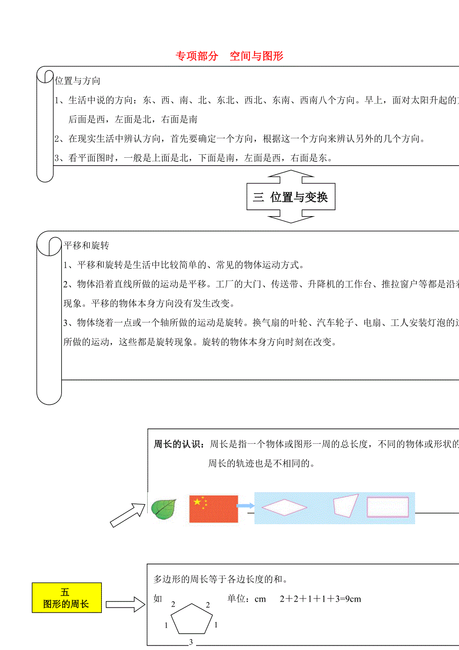 三年级数学上册 教材梳理 空间与图形 青岛版.doc_第1页