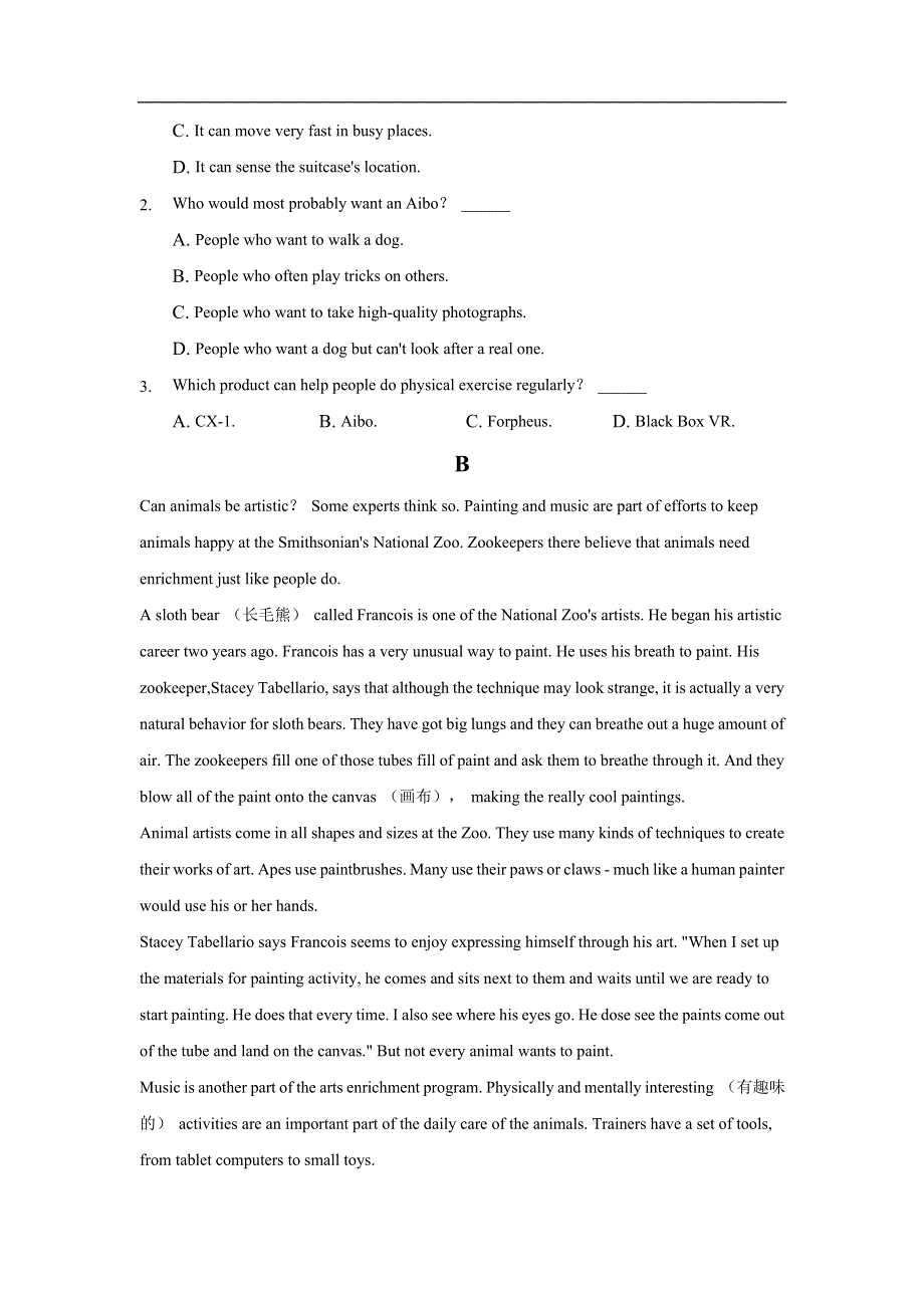 云南省楚雄师范学院附属中学2021-2022学年高一上学期10月月考英语试卷 WORD版含答案.doc_第2页