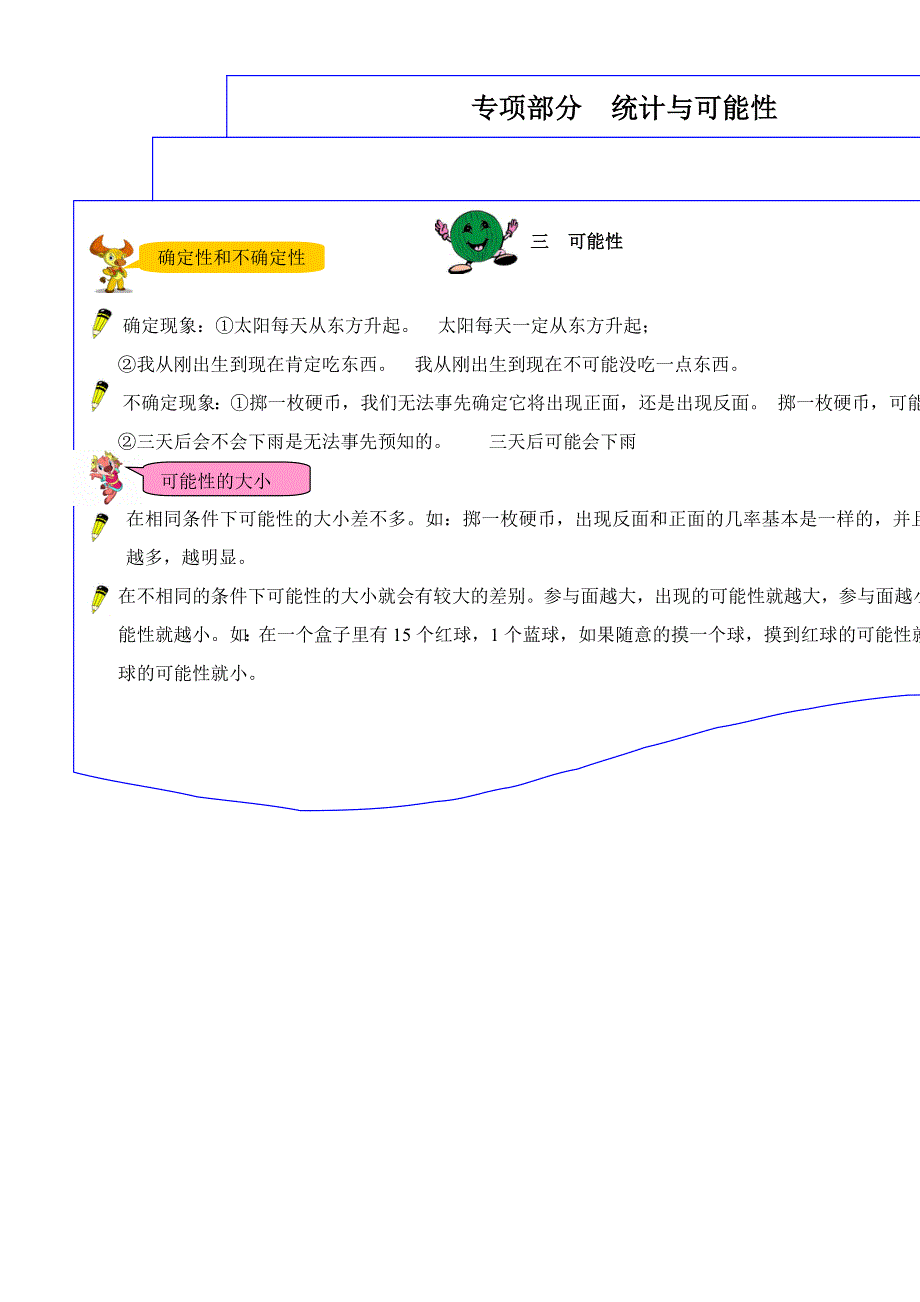 三年级数学上册 教材梳理 专项部分 统计与可能性 冀教版.doc_第1页