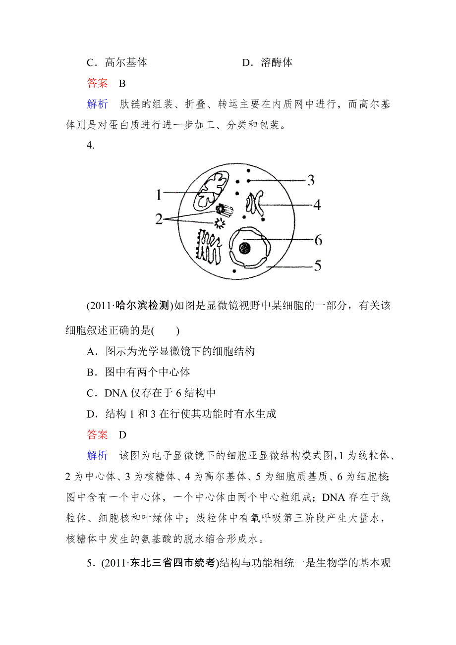 2013届二轮复习测试题--细胞的结构2.doc_第2页