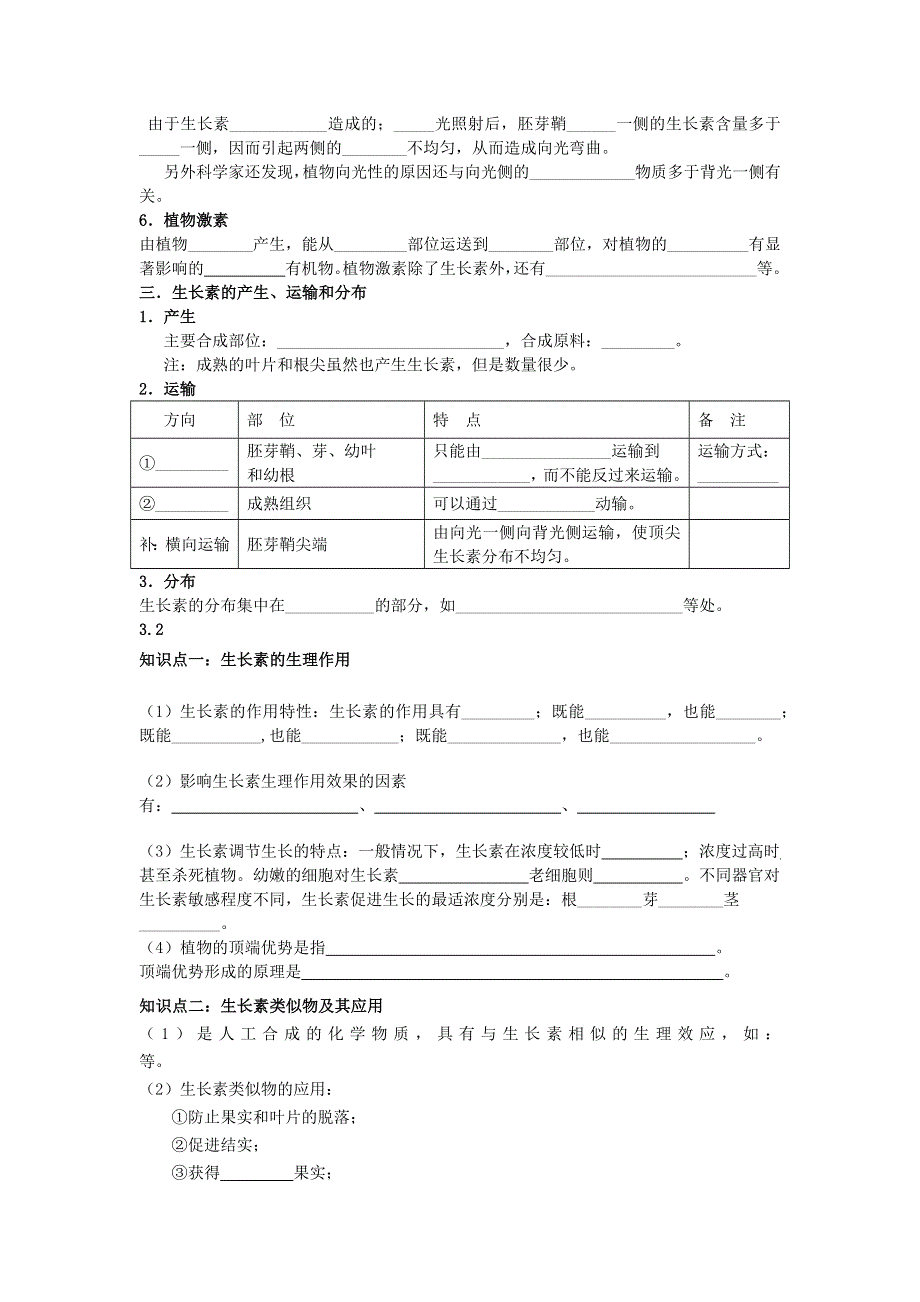 2020-2021年高考生物一轮复习 知识点练习 第03章 植物的激素调节（必修3）.docx_第2页