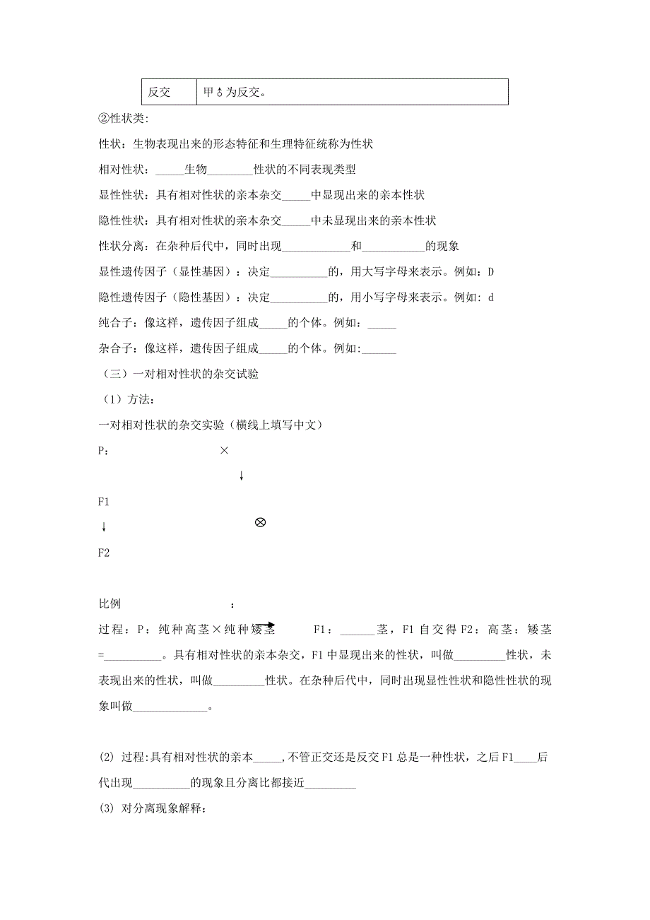 2020-2021年高考生物一轮复习 知识点练习 第01章 遗传因子的发现（必修2）.docx_第2页