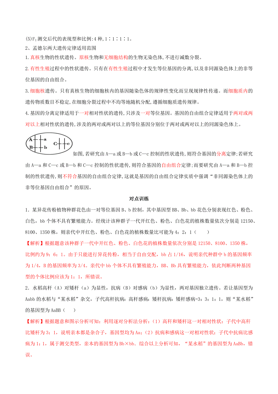 2020-2021年高考生物一轮复习 知识点（下）专题19 自由组合定律及题型训练（含解析）.docx_第3页