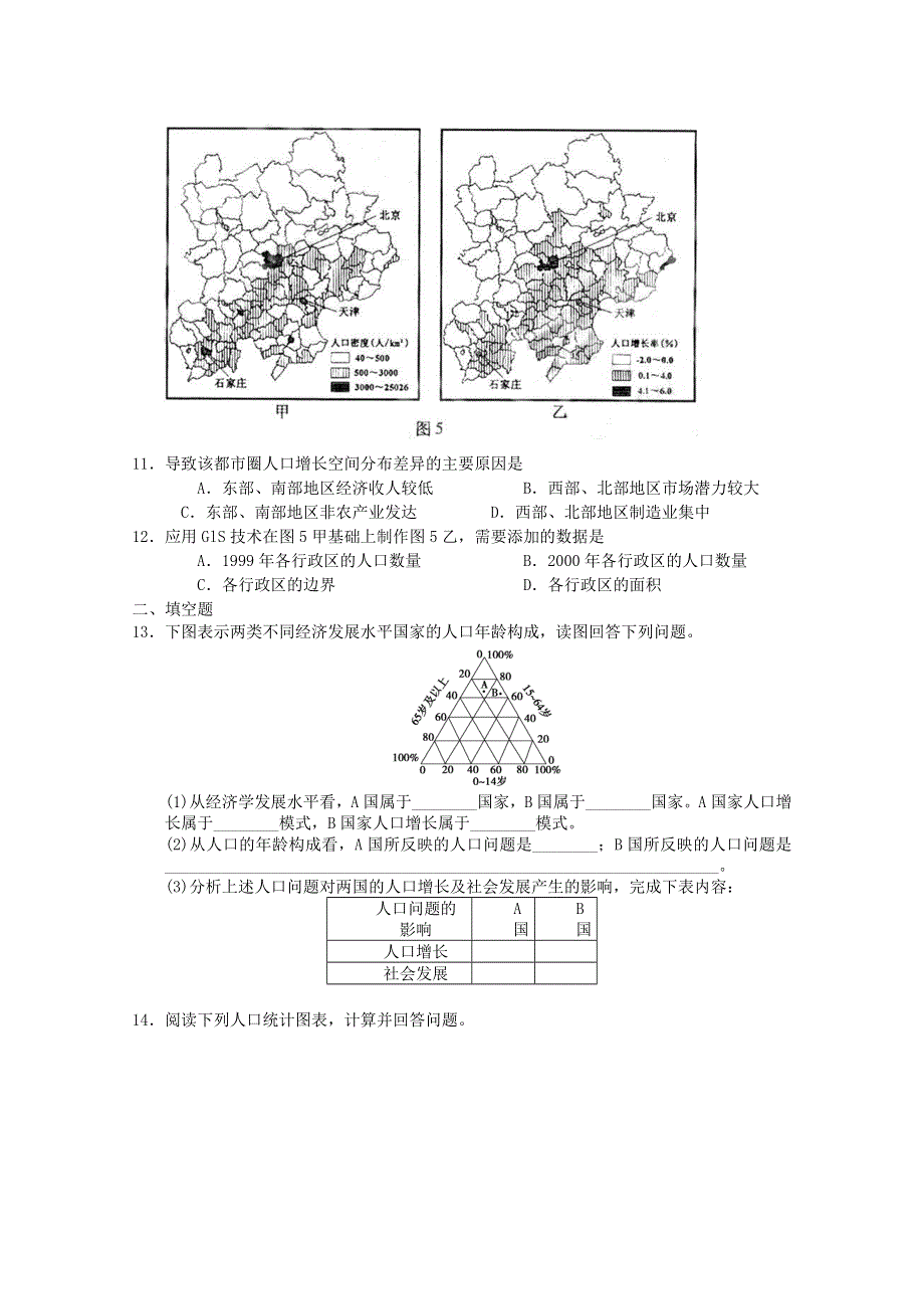 2011年山东新人教实验版必修二第一章人口的变化章综合测试4（新人教必修二）.doc_第3页