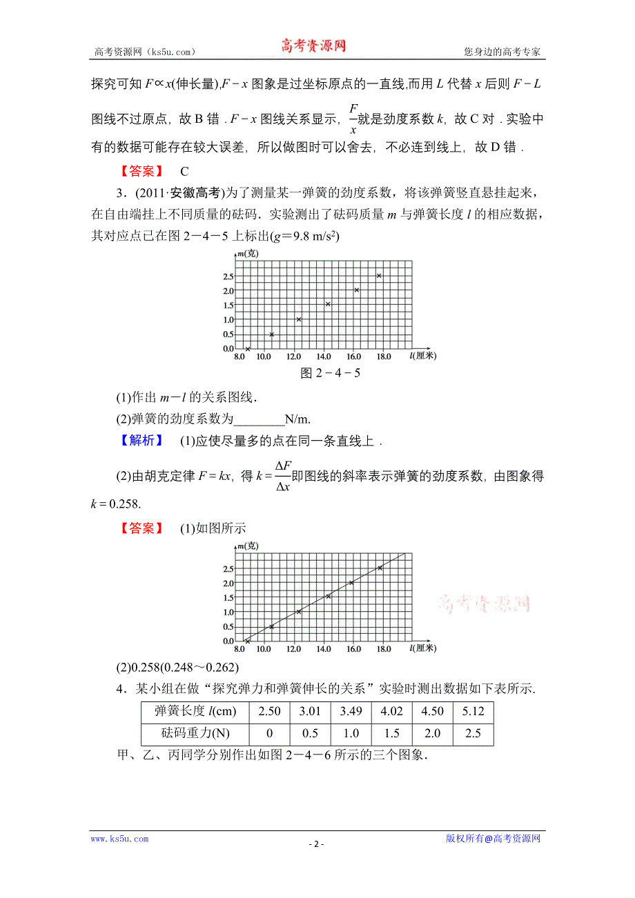 2013届课堂新坐标物理一轮复习课时知能训练：实验二.doc_第2页