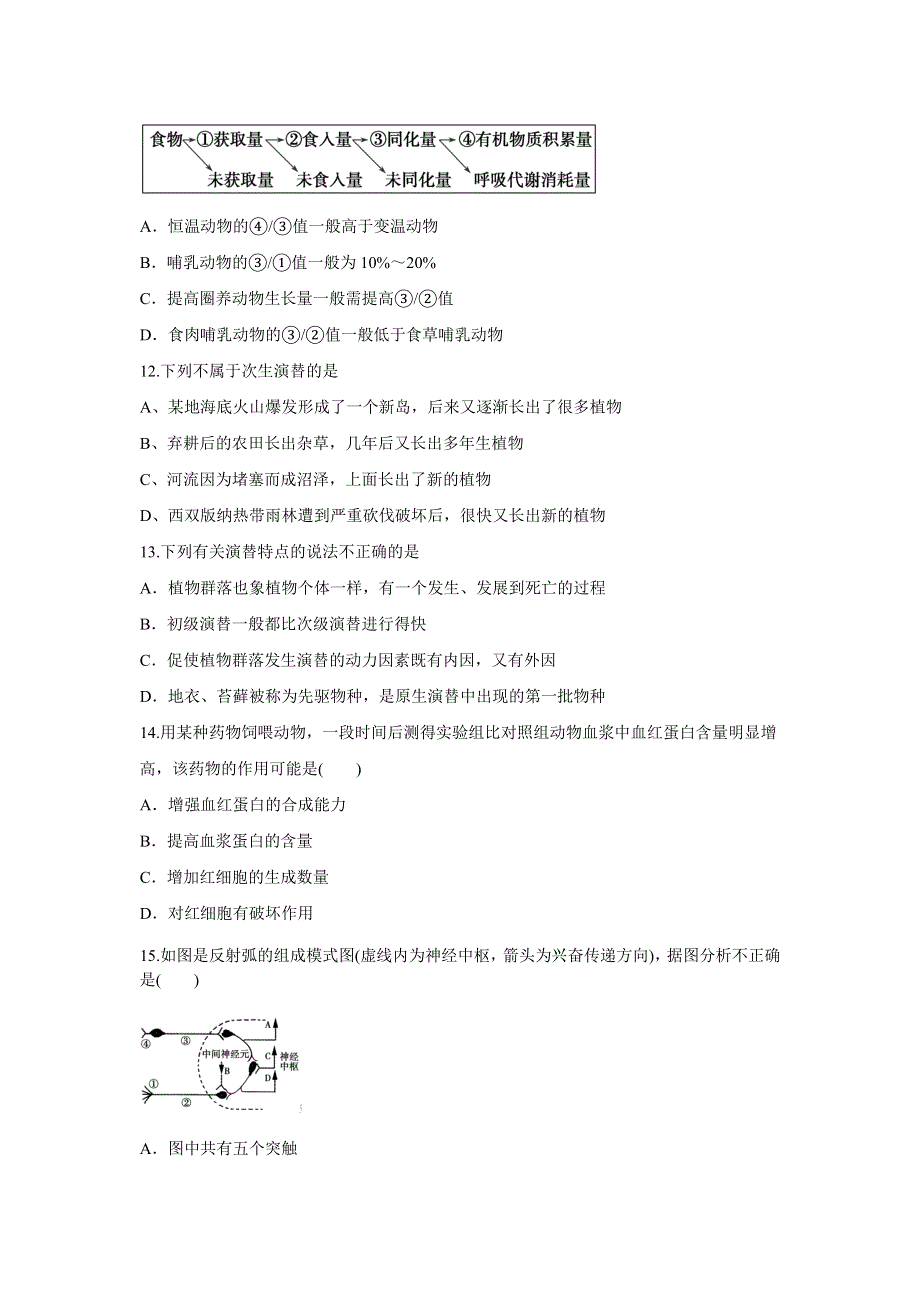 2011年山东省德州市高二上学期期末测试：生物模拟练习（人教版必修三）2.doc_第3页