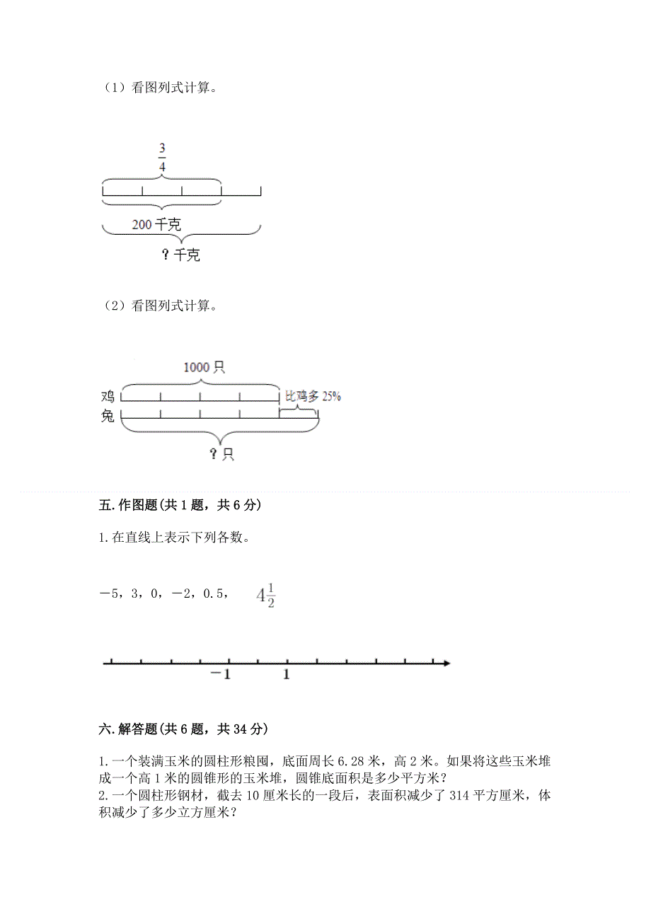 小学六年级下册数学 期末测试卷含答案（突破训练）.docx_第3页