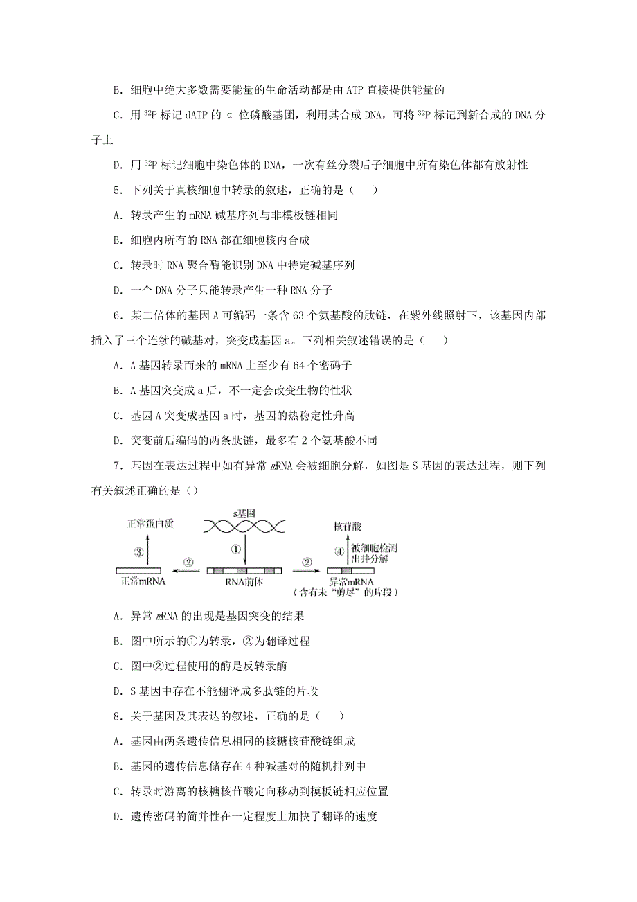 2020-2021学年高二生物下学期暑假训练5 遗传的分子基础（含解析）.docx_第2页