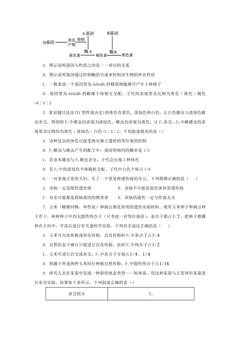 2020-2021学年高二生物下学期暑假训练6 遗传的基本规律及其应用（含解析）.docx_第2页