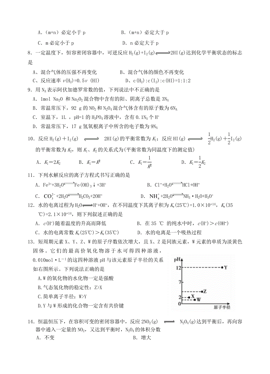 云南省玉溪一中2019-2020学年高二化学上学期期末考试试题.doc_第2页